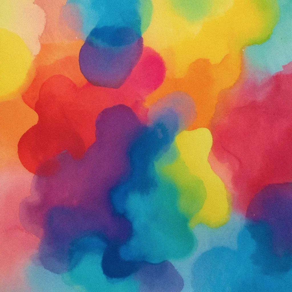 High-energy abstract artwork with sweeping torrents of vermilion red, ultramarine blue, and golden yellow.