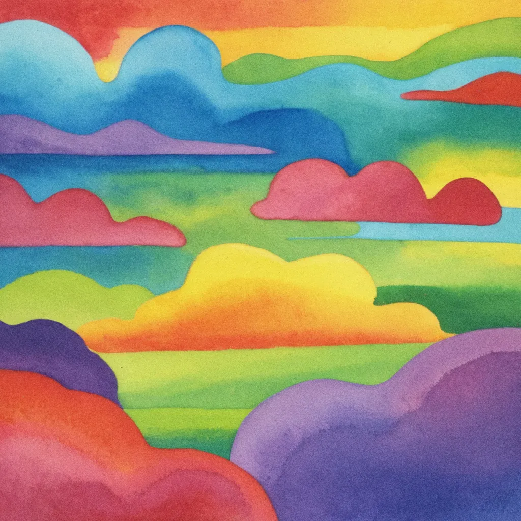 Vibrant quadripartite abstract composition with chartreuse lime, deep cobalt blue, quinacridone pink, and solar gold.